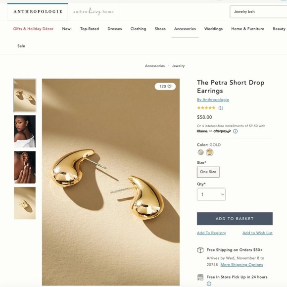 Anthro The Petra Short Drop Earrings - Picture 2 of 5